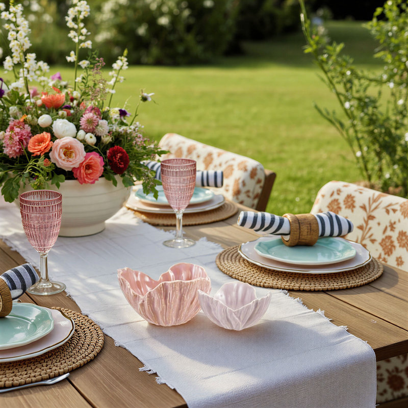 Stoneware Flower-Shaped Bowls With Reactive Glaze