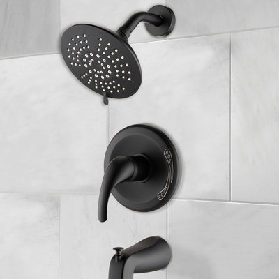 Ensemble de 5 têtes de douche et bec de baignoire avec résistance à la corrosion - extérieur noir mat et 5 types de jets