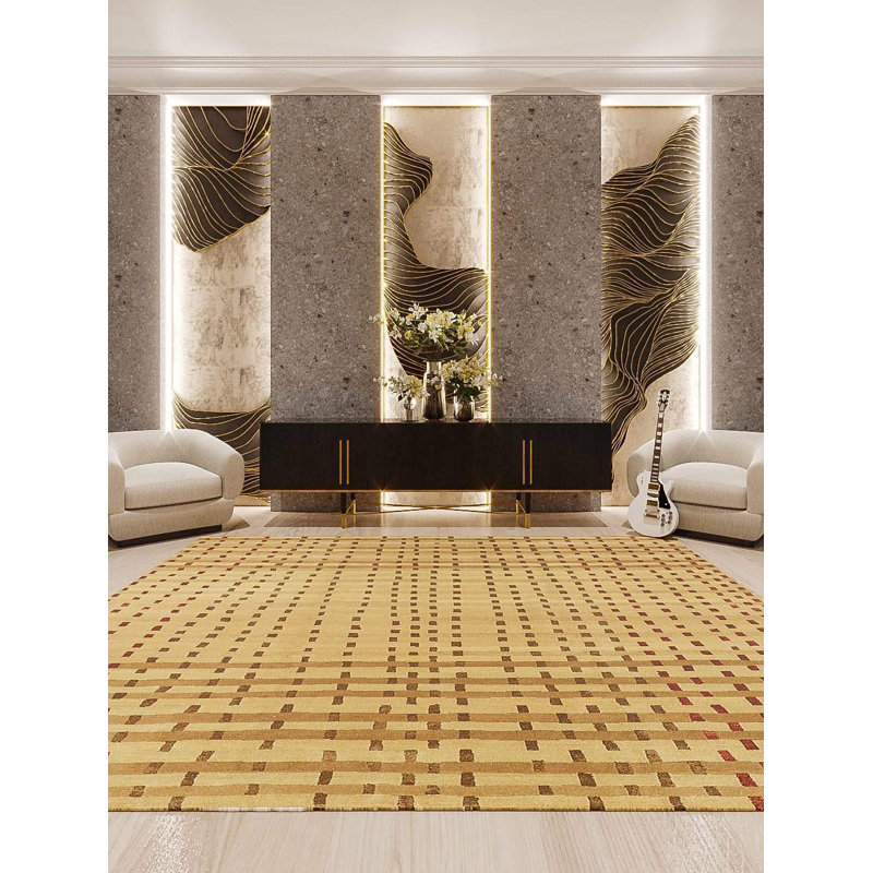 Rag Striped Area Rug in Beige/Brown/Red, Rectangle 6' x 9'