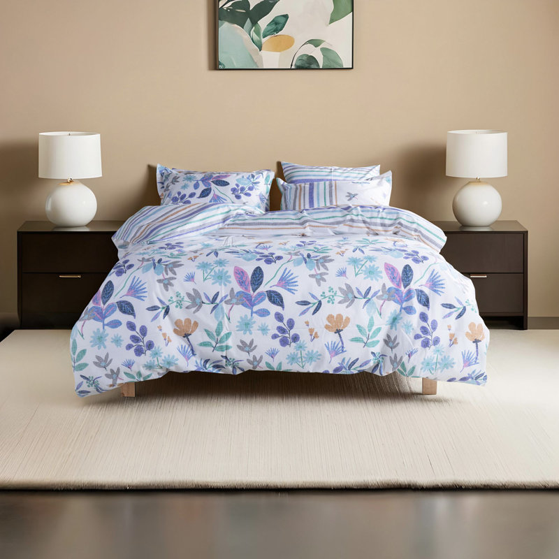 Premium Ranforce Double Quilt Cover Set, Lilac, 79 x 79 inches | 100% Cotton, 145 Thread Count | Includes 2 Pillowcases (23.6 x 23.6 inches) | Machine Washable, Elegant Design with Button Closure, Cozy & Stylish Bedding