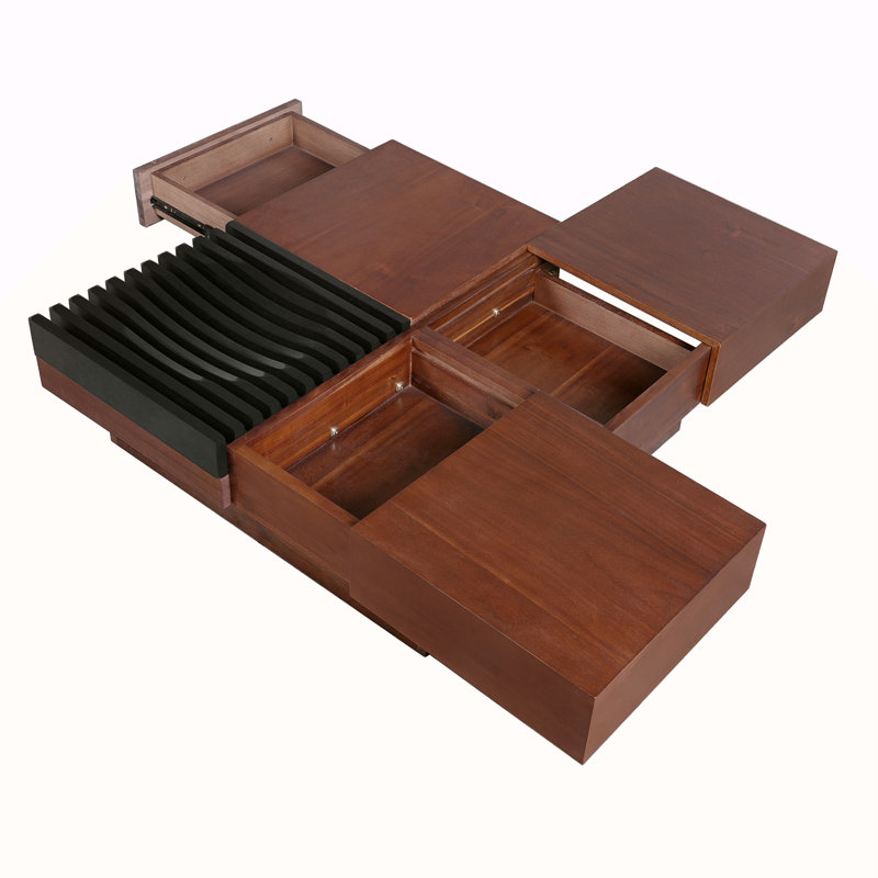 TABLE DE CAFÉ INSPIRÉE DE RANGEMENT EN BOIS ACACIA