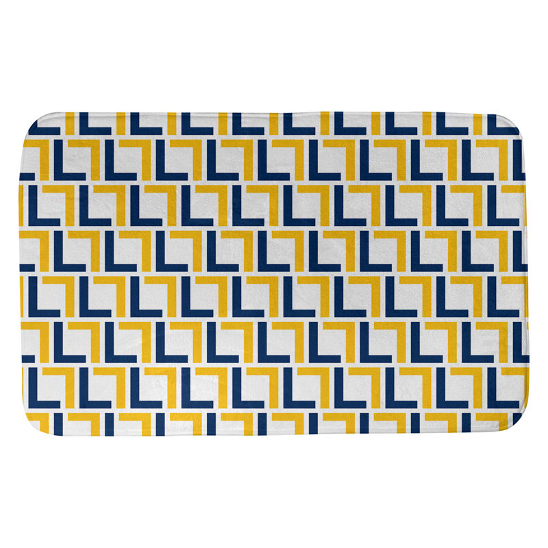 Tapis pour salle de bain Baltimore, l 17 po x L 24 po, White/Navy Blue/Gold