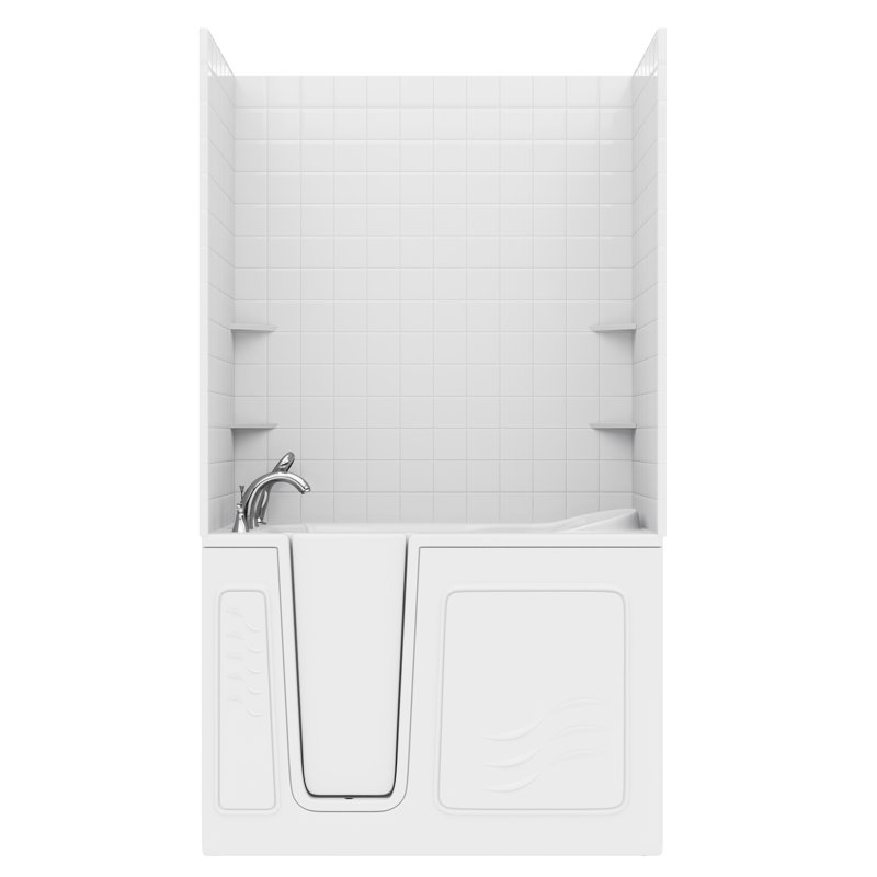 Ashton 53" x 30" Walk in Soaking with Faucet, Light and Integrated Seat, Biscuit, Left