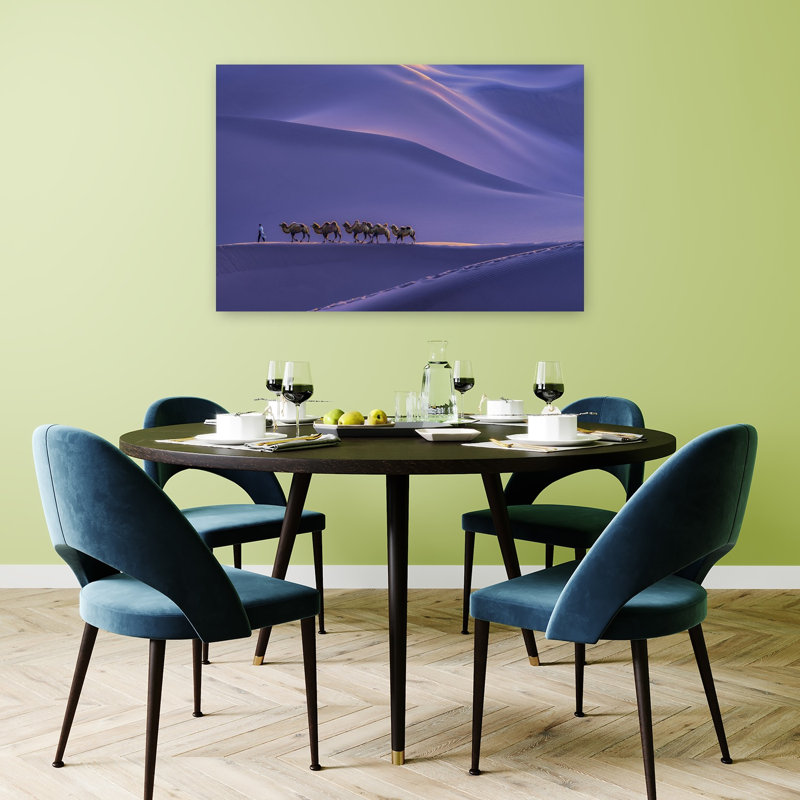 " Purple Desert Caravan Peaceful Serene Tranquil Violet Landscape Nature Wall Art Print " by Cai Ning, H 32 po x l 48 po