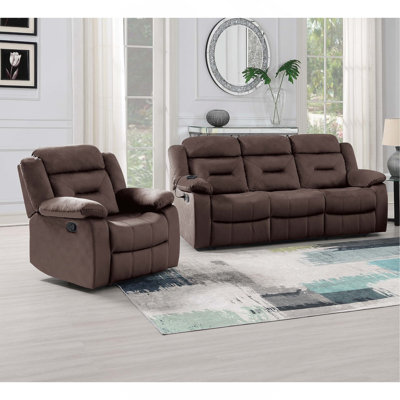 Ensemble de salon 2 pièces 1X Canapé 1X Fauteuil inclinable avec accoudoirs Appui-tête vertical capitonné Mobilier de salon contemporain