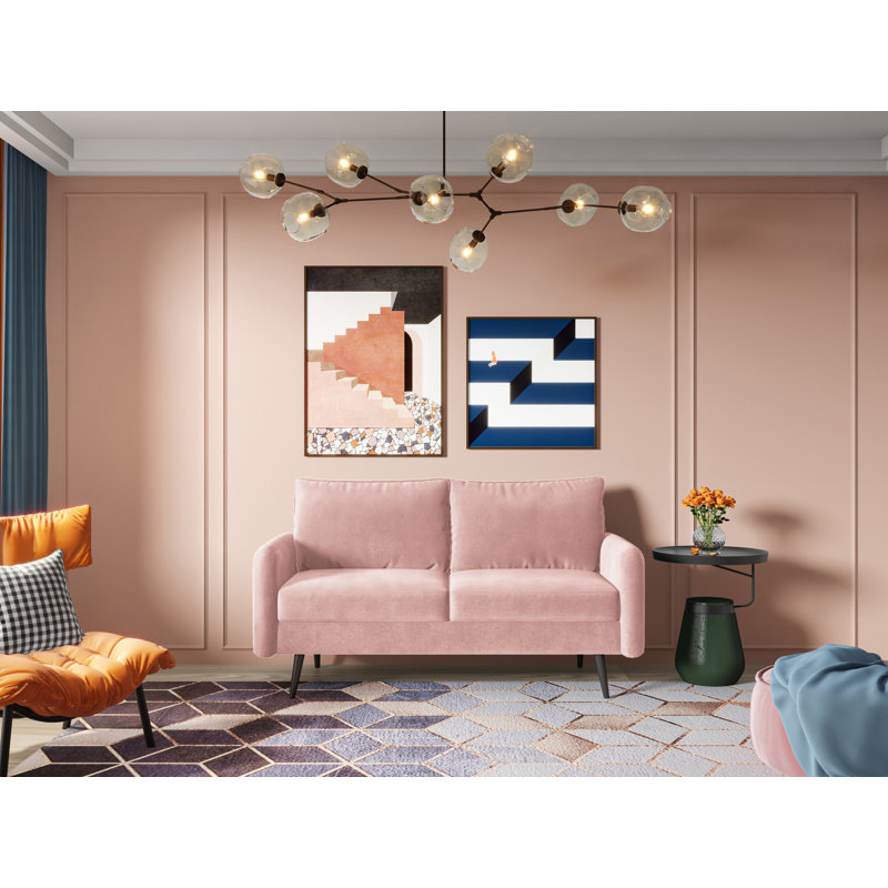 Elle-Jade Velvet Loveseat, Rose Velvet, 33" H x 70" W x 30" D