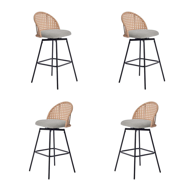 Swivel Upholstered Chenille Bar Stool, Light Grey