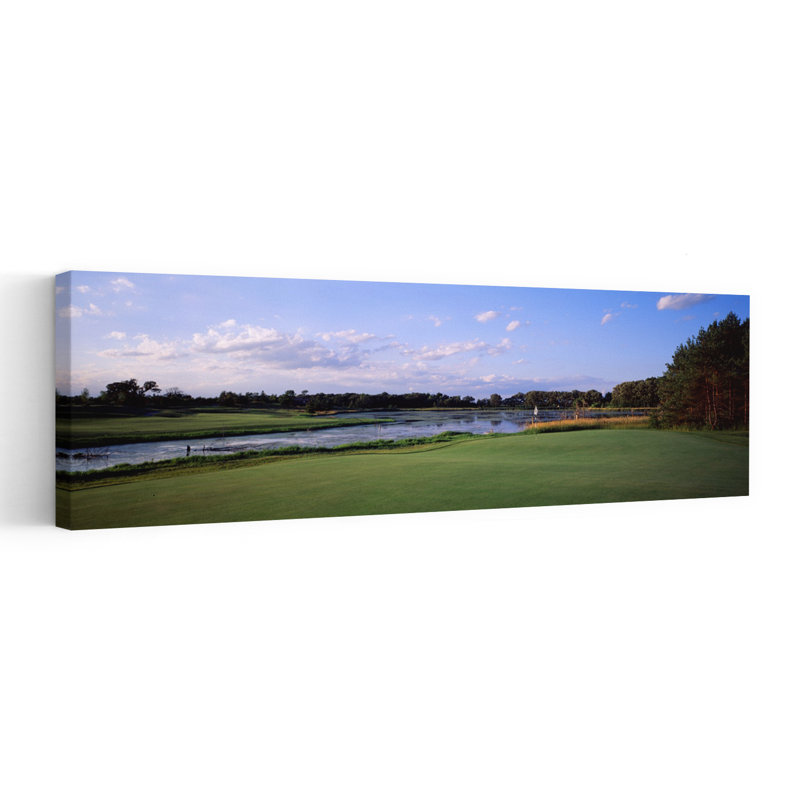 Pond in a golf course Stonewall Orchard Golf Course Grayslake Lake County Illinois USA 1 Piece Wrapped Canvas Panoramic Wall Art