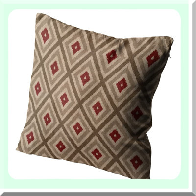 Tribal Diamond Ikat Decorative Pillow Cover Set - Khaki Tan Square Cushion Case with Hidden Zipper - Printed Pillowcase for Home Sofa