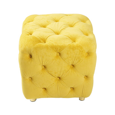 Yellow Velvet Storage Footstool - Keeps Your Items Organized And Accessible Unique For Any Room Adds Character