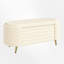Banc de rangement courbé et rembourré - Pieds en métal doré, conception ovale moderne-1709313468