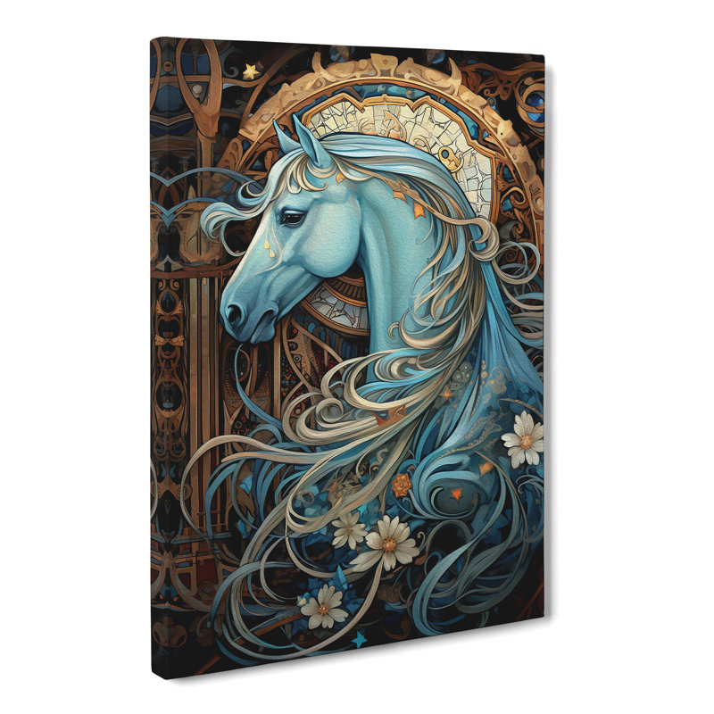Horse Nouveau No.2 - Wrapped Canvas, 76cm H x 50cm W x 3cm D