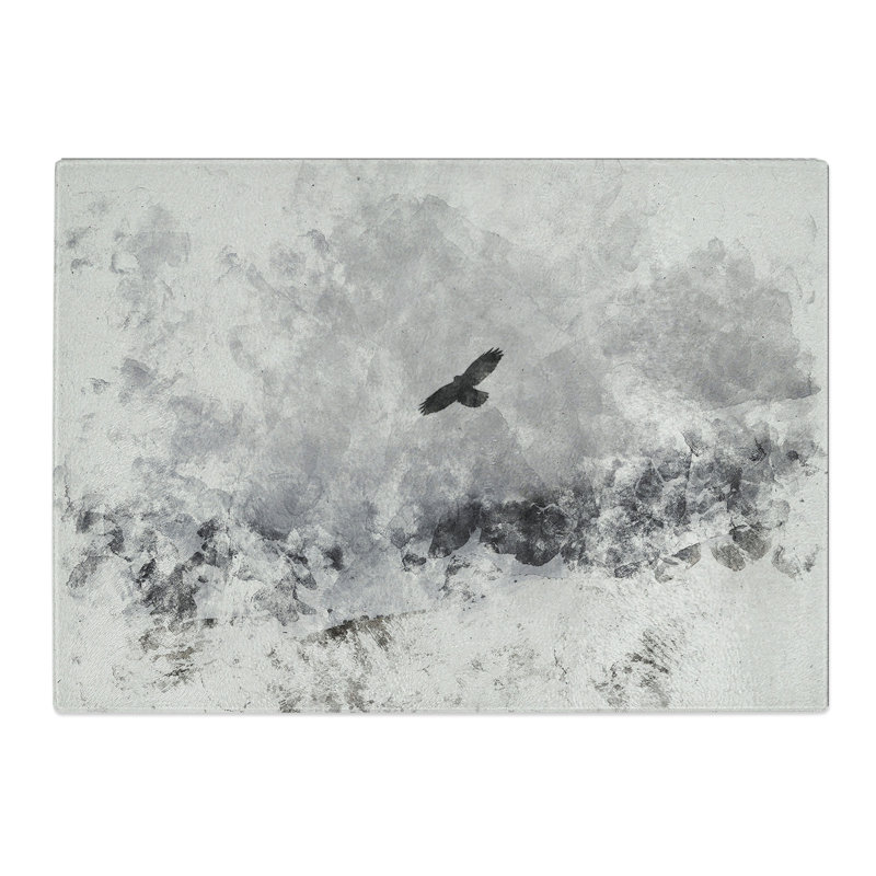 Bird Flying over Mountains Watercolour Chopping Board, 0.4cm H x 20cm W x 28.5cm L