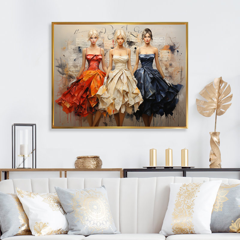 Women Women Luxury Elegance sur toile, H 12 po x l 20 po x P 1 po, Cadre flottant doré