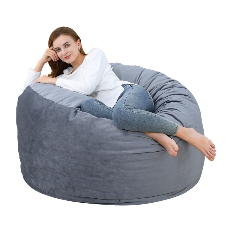 Velvet Bean Bag, Gray Velvet