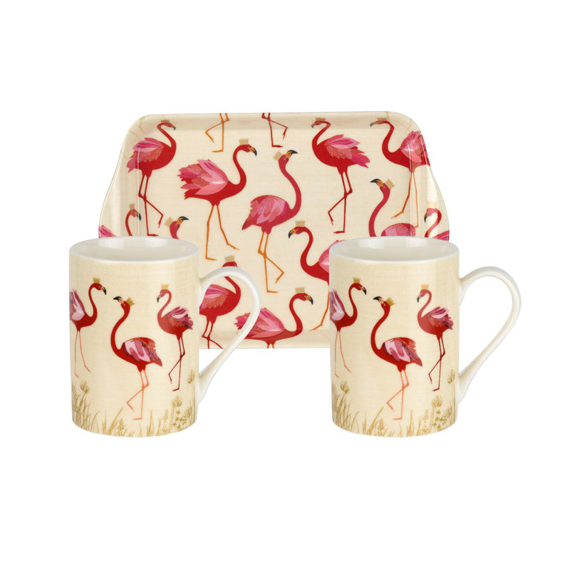 Pimpernel Sm Flamingo Set of 2 Mugs & Tray Set
