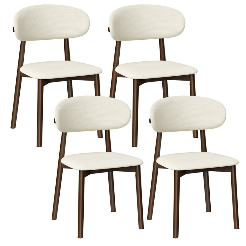Chaises de salle à manger en bois massif recouvertes de tissu (ensemble de 4)