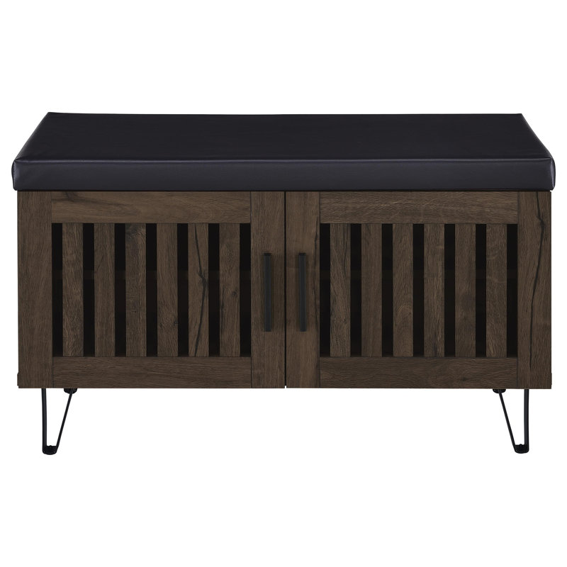 Smoked Oak 2-door Storage Bench, Oak