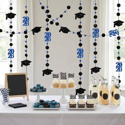 118.11in Graduation Swirl Garland Decorations Mortarboard Star Hanging Decor Diploma Party Background Supplies For Kindergarten High School College