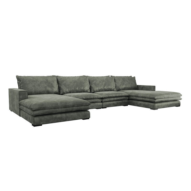 Aaron Large U Corner Sofa, Symmetrical, Dark Green