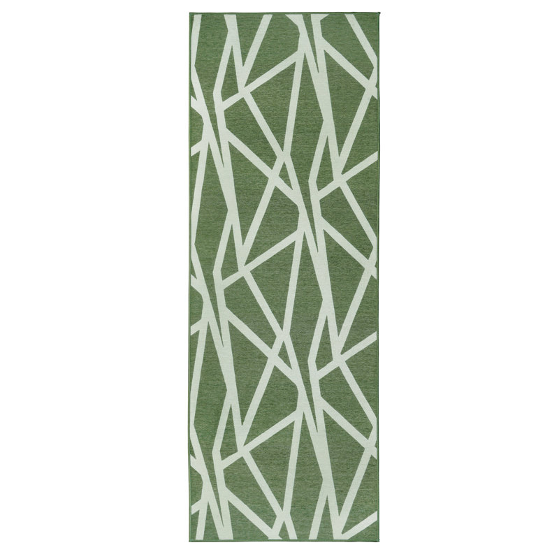 Intersections Juniper Green Washable Rug - 2.5' x 7'