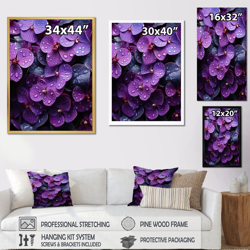 «Mauve surréel», reproduction sur toile, H 32 po x l 16 po x P 1 po, Cadre simple argenté