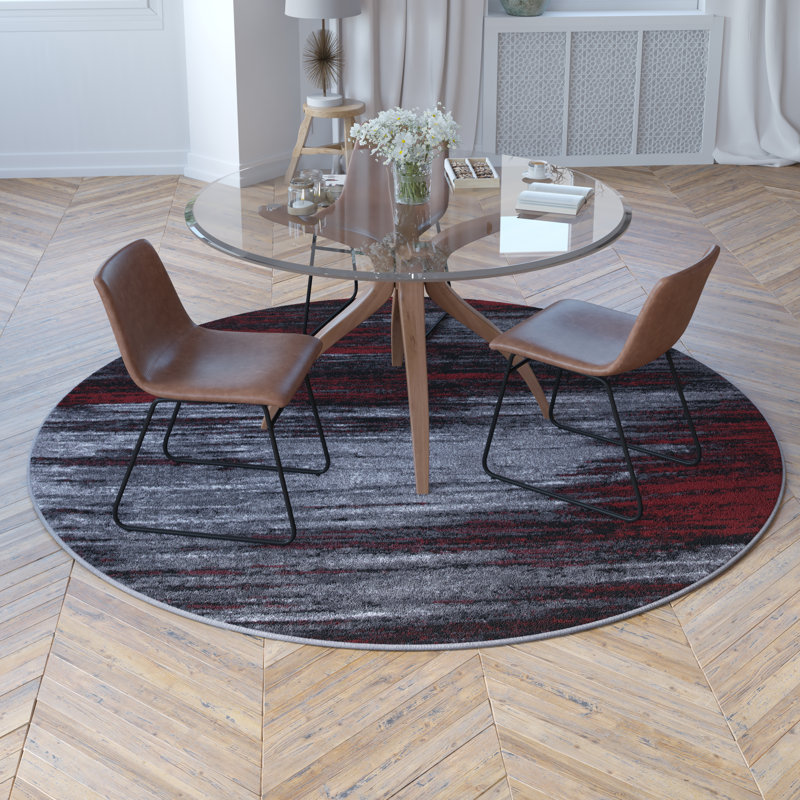 Alexavior Abstract Style Scraped Pattern Accent Area Rug, Round 7'