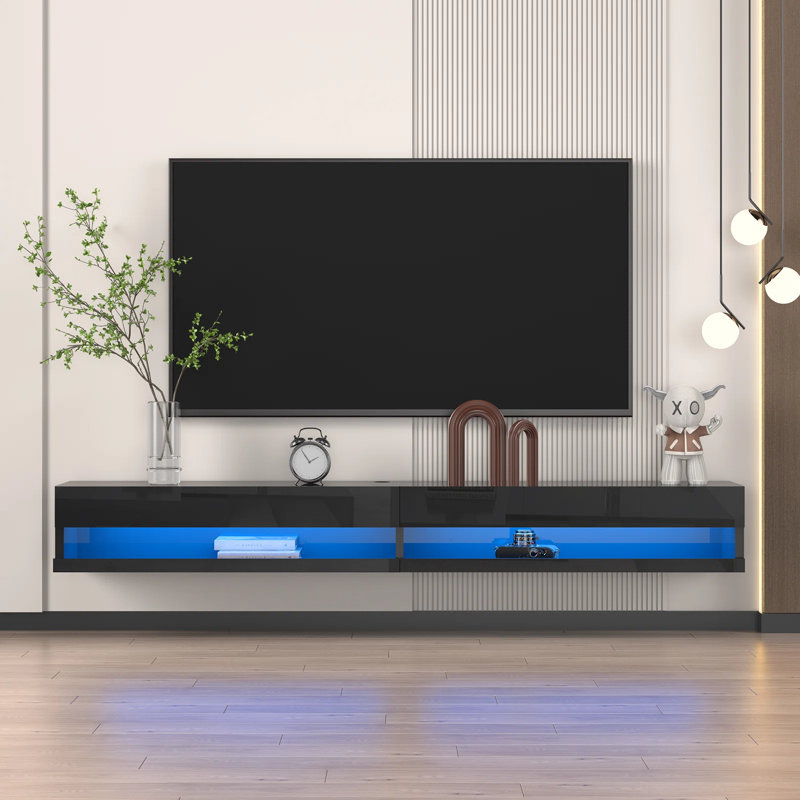 Dimmick Floating TV Stand for TVs up to 78", Black