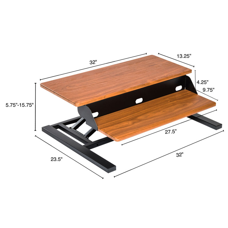 Mcmanis Adjustable Metal Base Standing Desk Converter, Brown/Black