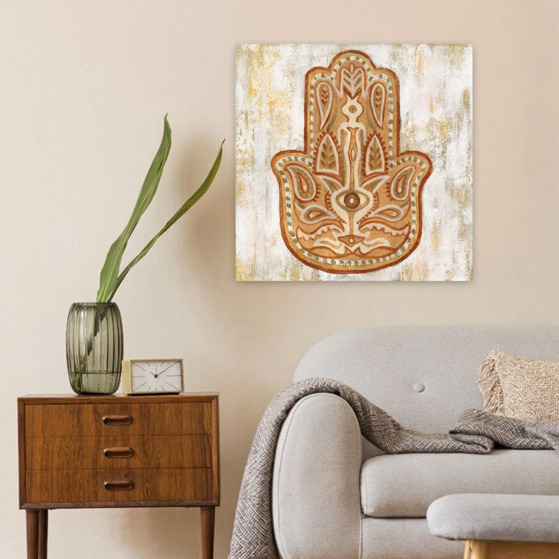 Art contemporain Hamsa avec amulette Chamsa, H 24 po x l 24 po
