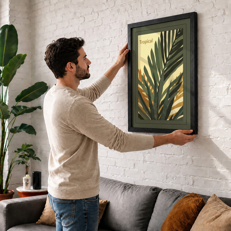 Tropical Palm Frond Botanical - Framed Print, A4 - 29.7 x 21.0 cm, Unframed