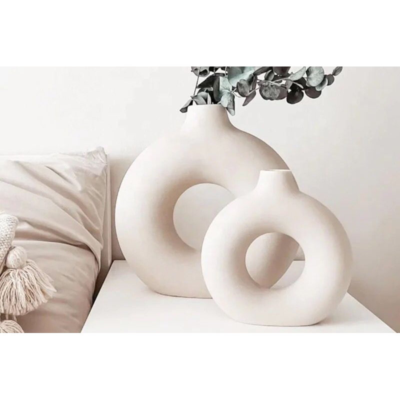 Criselle Ceramic Table Vase, 15cm H x 20cm W x 4cm D, White