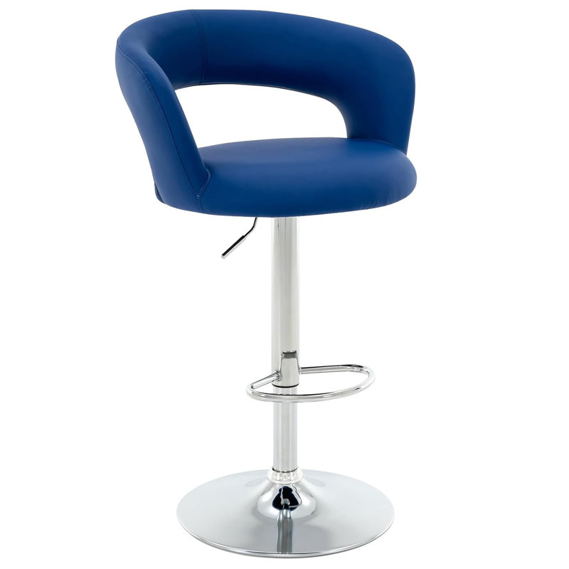 Tabouret de bar pivotant en cuir synthétique moderne avec dossier creux et accoudoirs, chaise de bar rembourrée à hauteur de comptoir Airlift pour la cuisine