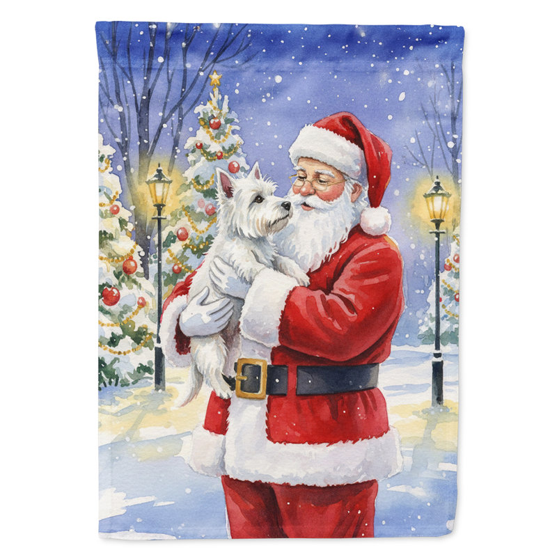 Westie avec le drapeau de la maison du père Noël, Taille de la maison, Westie