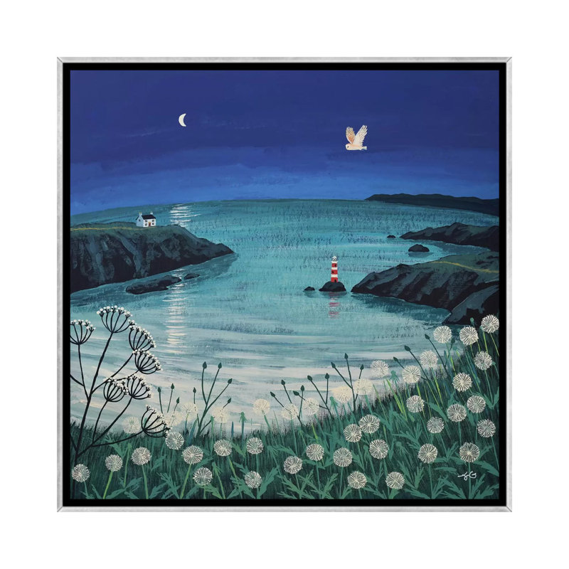 «Time and Tide» par Jo Grundy - reproduction d'art, Pas de tapis, H 26 po x l 26 po x P 1,5 po, Toile avec cadre argenté