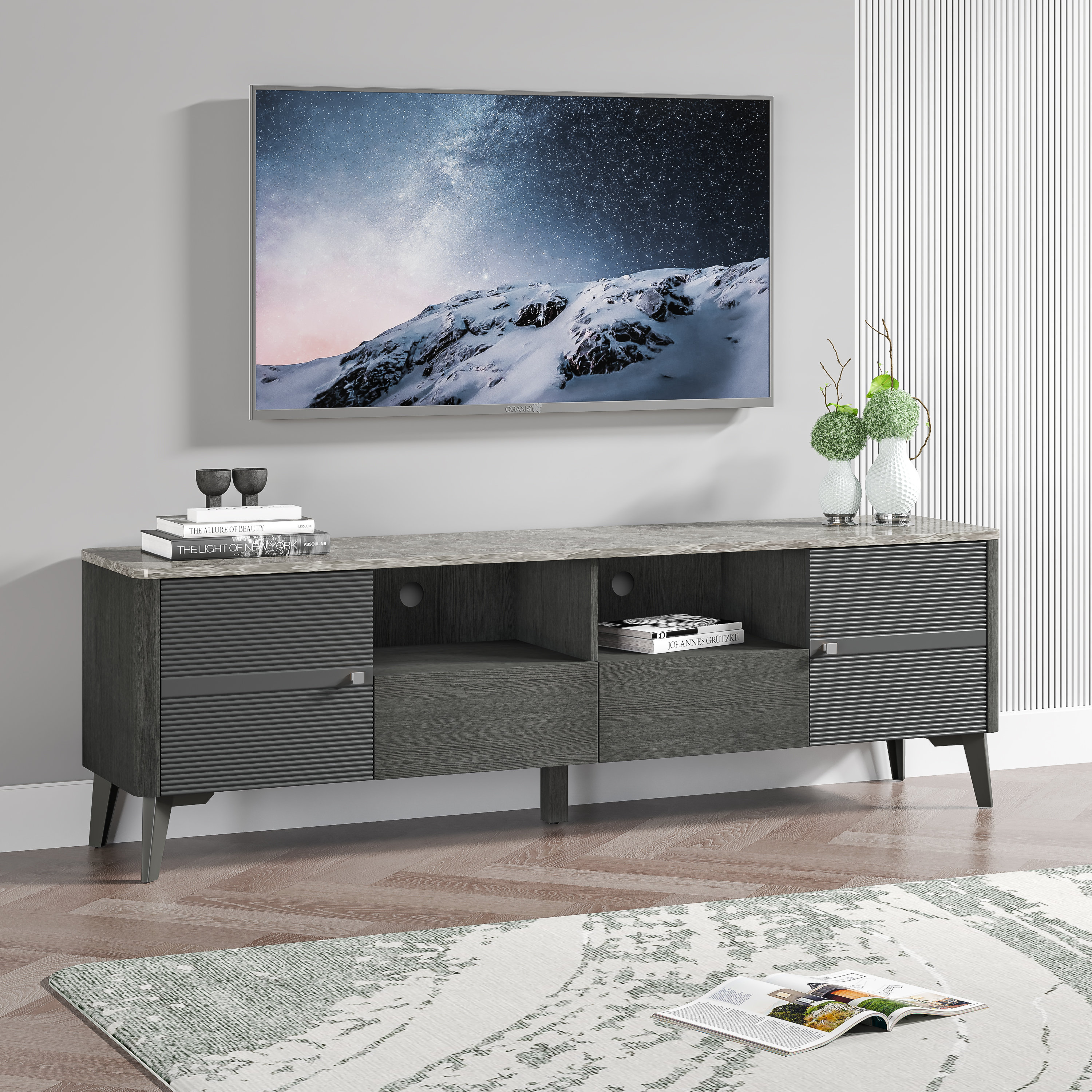 Ikesha TV Stand for TVS Up to 78 Wrought Studio Color Gray