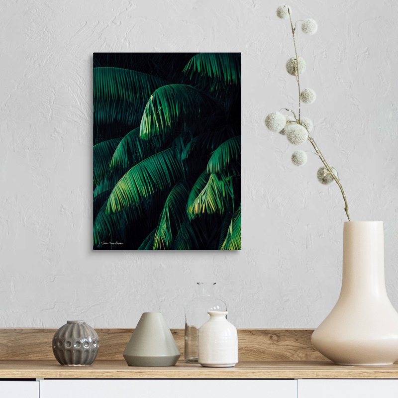 Feuilles de palmier-reproduction de photo sur toile, Toile tendue, H 16 po x l 12 po x P 1,25 po