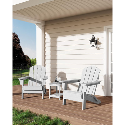 Chaises pliantes Adirondack, chaises de patio extérieures en PEHD résistantes aux intempéries avec texture de bois pour foyer, terrasse, patio, piscine, cour arrière - blanc