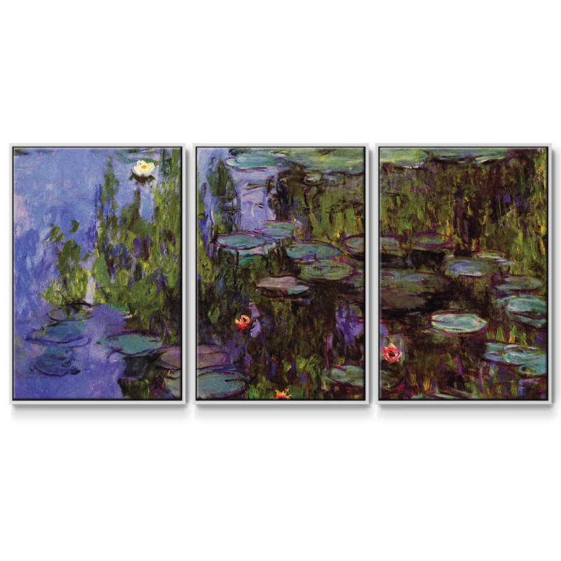 Jardins par Monet, 3 pièces, Blanc, H 36 po x l 75 po x P 2 po