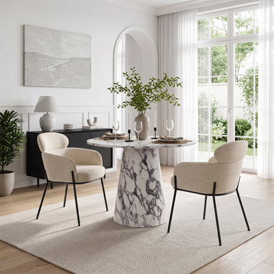 Ensemble de table de salle à manger 35 "avec fauteuils rembourrés