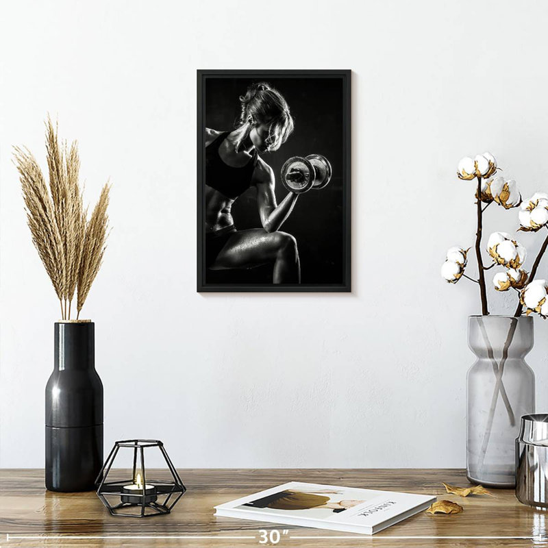 Fitness Lady, 9 po x 13 po, Cadre flottant noir