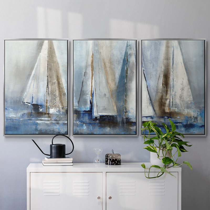 " Quiet Wind II " 3 - Pieces, Silver, 40" H x 78" W x 2" D