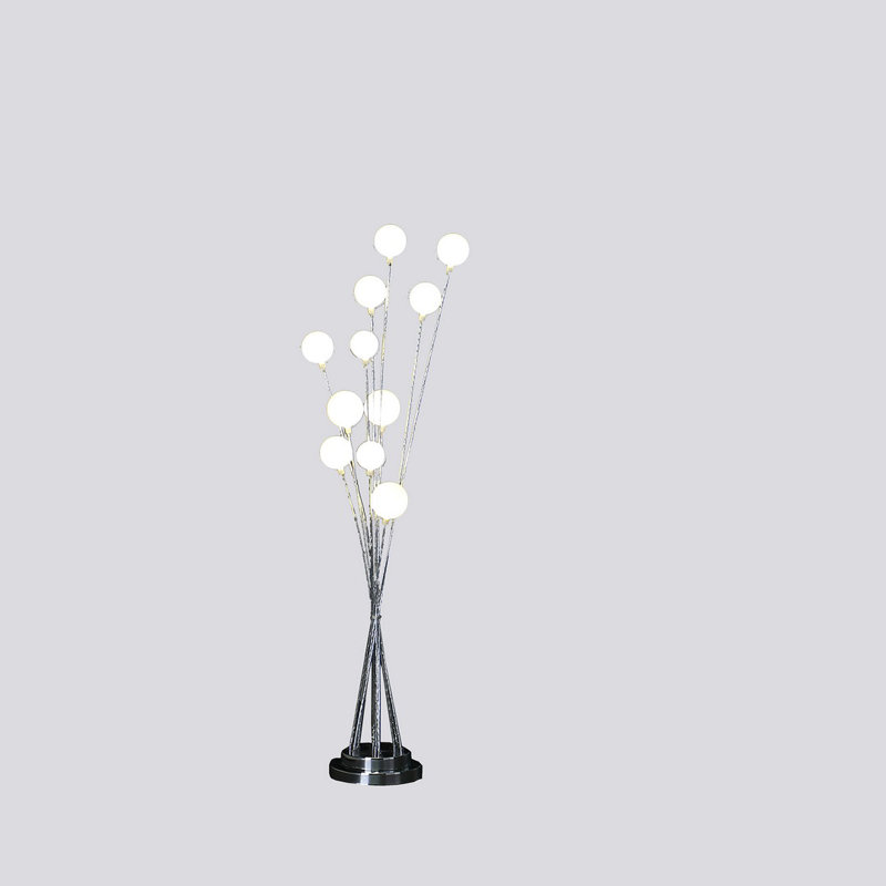 11-Light Acrylic Globe LED Floor Lamp, Silver