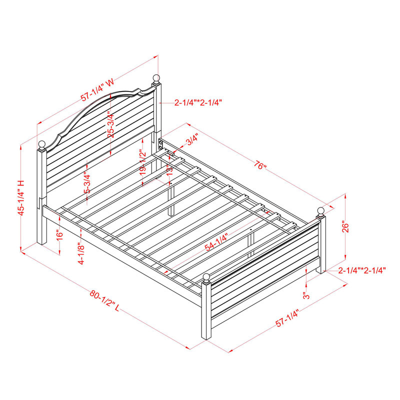 Lit plateforme Evanoff par Harriet Bee, Bleu, Double