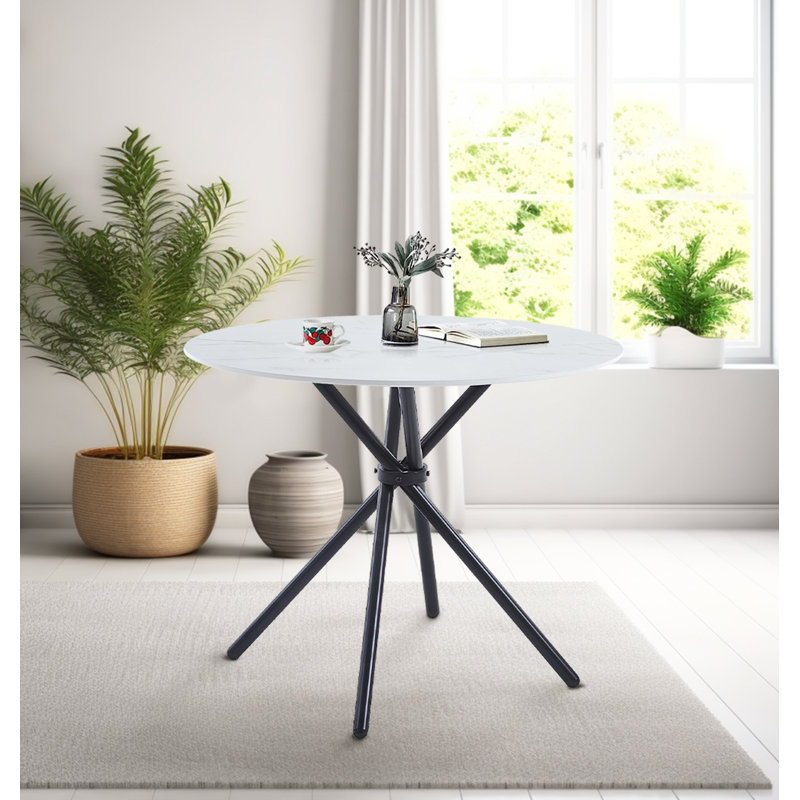 Mose Round Metal Base Dining Table