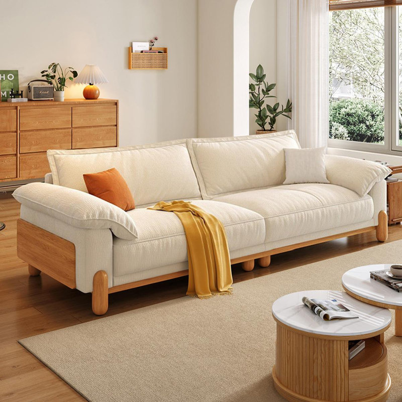Coussin modulaire beige en polyester, Beige, 35.43" H x 110.24" W x 39.37" D