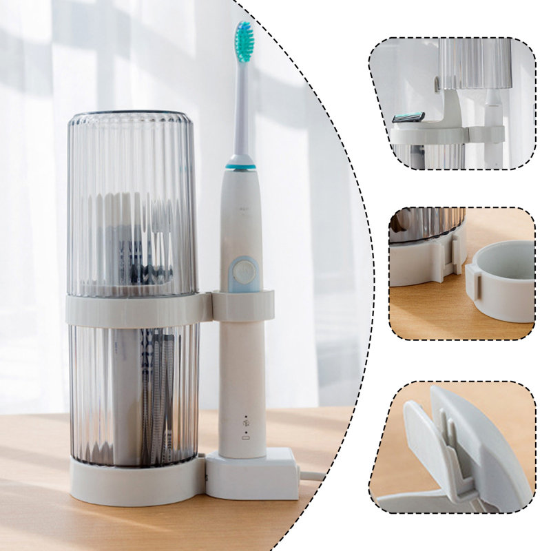 Support de brosse à dents avec coupes / couvercle de brosse à dents, support de rangement pour support de dentifrice, pour brosses à dents électriques, dentifrice