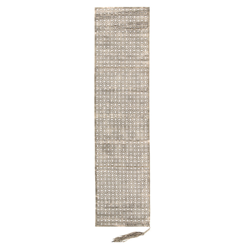 Merete Geometric Leather Table Runner, Beige/Gold