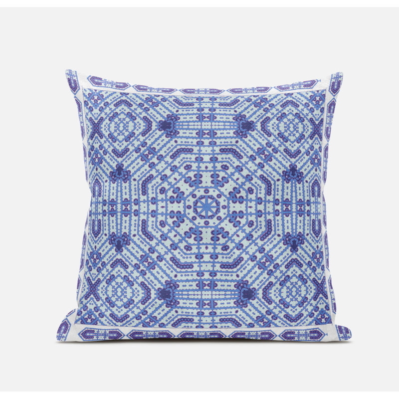 Geometric Reversible Pillow Insert, 18" x 18", Indigo White
