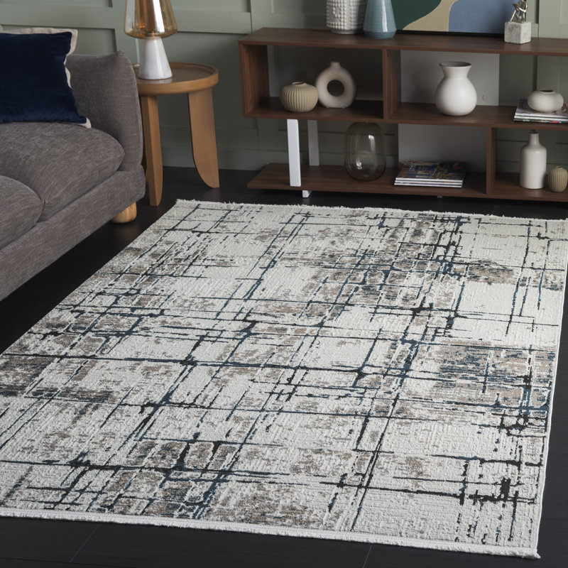 Tapis beige / bleu noir Mila 292, Rectangle 5 pi x 7 pi